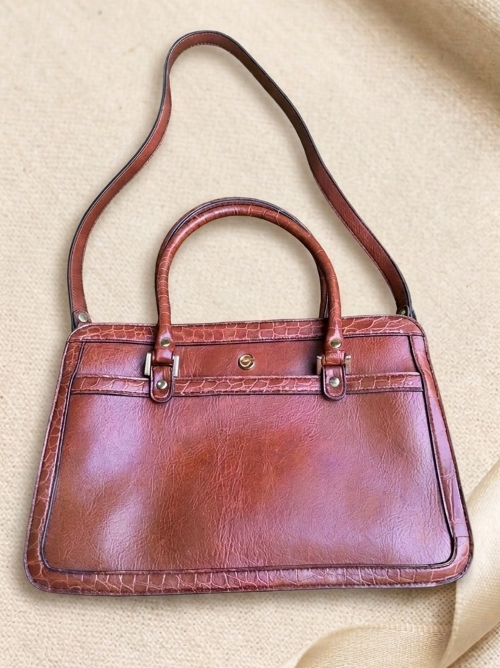 Cornell Vintage Cognac Leather Crossbody Satchel Bag Organizer